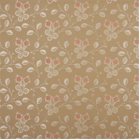 Designer Fabrics 54 in. Wide Gold- White And Red- Floral Brocade Upholstery Fabric D144